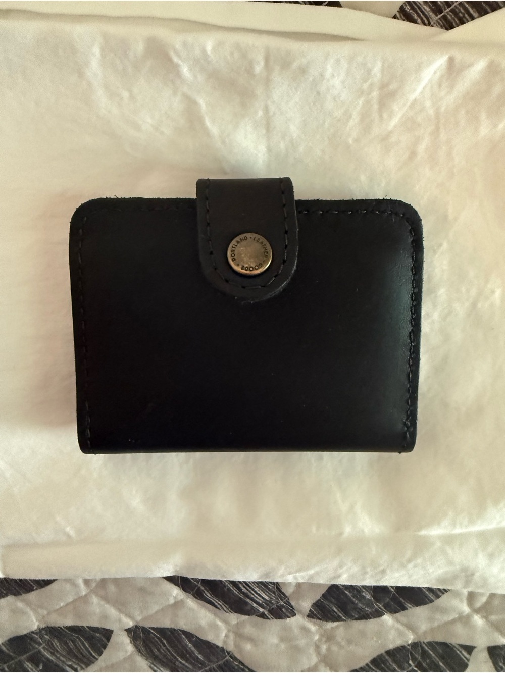 Portland Leather Black Leather Snap Card Holder